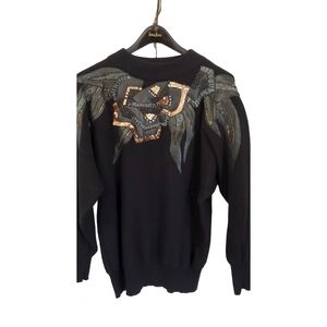 Cedar Vintage Angora Lambswool Sweater 43"  Bust  Holiday Party Black